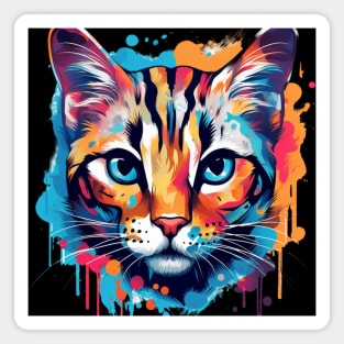 Colorful Summer Fluffy Bengal Cat Magnet